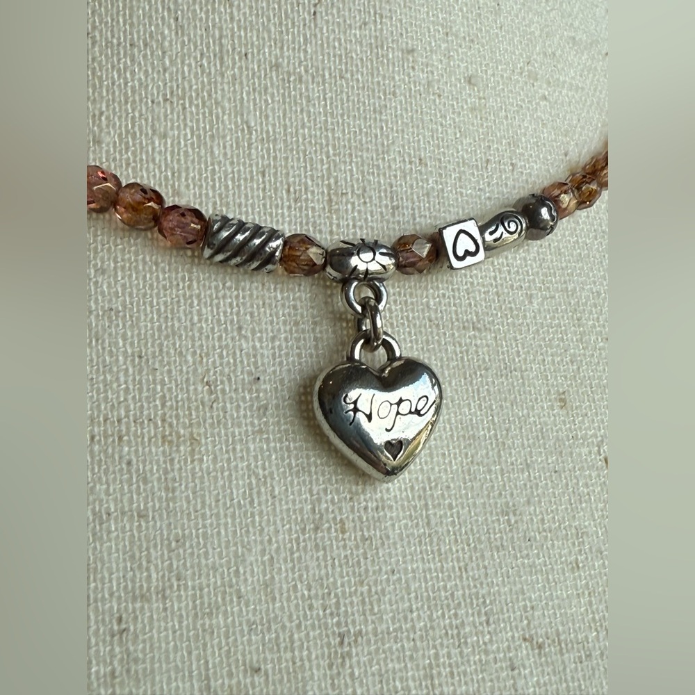Brighton Hope Heart Necklace - Silver + Amber - Picture 5 of 6